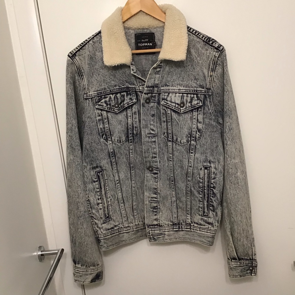 Top shop (top man) acid wash denim jacket US S